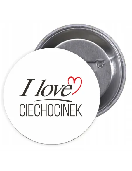 Przypinki buttony I LOVE CIECHOCINEK znaczki badziki z grafiką