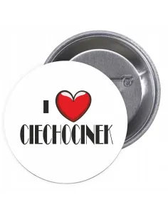 Przypinki buttony I LOVE CIECHOCINEK znaczki badziki z grafiką