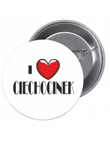 Przypinki buttony I LOVE CIECHOCINEK znaczki badziki z grafiką