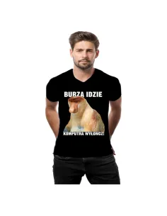 Koszulka z nadrukiem Janusz burza idzie komputra wyłoncz