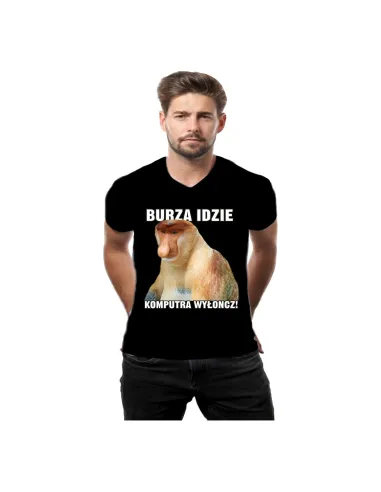 Koszulka z nadrukiem Janusz burza idzie komputra wyłoncz