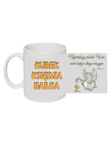 Kubek religijny prezent dla księdza proboszcza wiakrego z nadrukiem kubek księdza imię