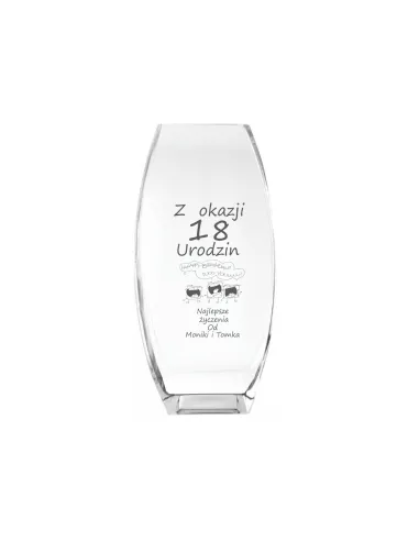 Wazon z grawer PREZENT na urodziny 18 osiemnastkę