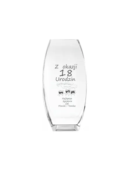Wazon z grawer PREZENT na urodziny 18 osiemnastkę