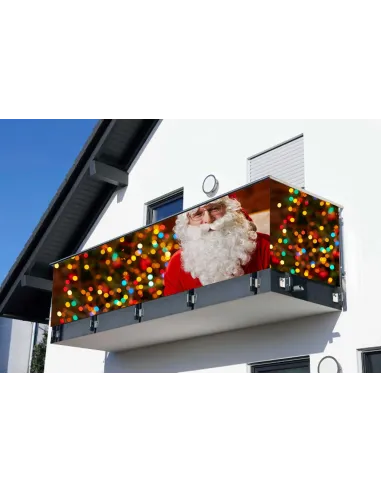 Mikołaj Światełka Świąteczne Osłona balkonowa