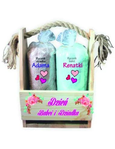 Pudełko z ręcznikami prezent Dzień Babci i Dziadka