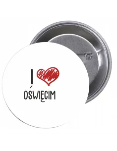 Przypinki buttony I LOVE OŚWIĘCIM znaczki badziki z grafiką