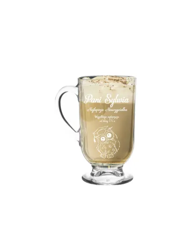 Szklanka kubek do cappucino latte z grawerem na prezent dla nauczyciela podziękowanie