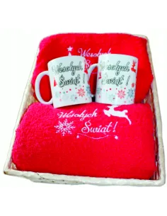 Prezent na święta dla dziadków - ręczniki z haftem + kubki