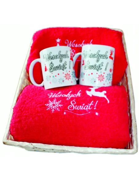 Prezent na święta dla dziadków - ręczniki z haftem + kubki