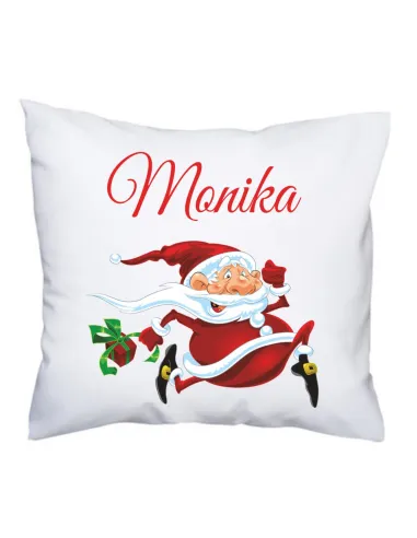 Poduszka Świąteczna z Mikołajem z nadrukiem świątecznym imię