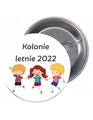 Przypinki buttony KOLONIE LETNIE 2022 znaczki badziki z grafiką