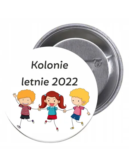 Przypinki buttony KOLONIE LETNIE 2022 znaczki badziki z grafiką