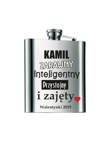 Piersiówka NADRUK UV WALENTYNKI dla chłopaka HIT!