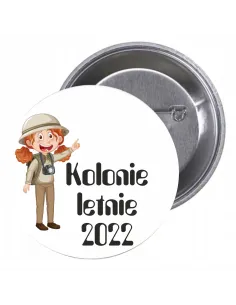Przypinki buttony KOLONIE LETNIE 2022 znaczki badziki z grafiką