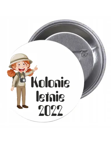 Przypinki buttony KOLONIE LETNIE 2022 znaczki badziki z grafiką