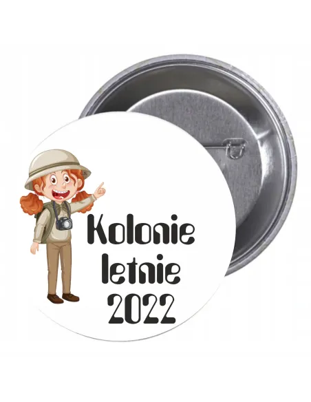 Przypinki buttony KOLONIE LETNIE 2022 znaczki badziki z grafiką