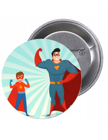 Przypinki buttony SUPER BOHATER znaczki badziki z grafiką