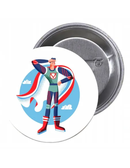 Przypinki buttony SUPER BOHATER znaczki badziki z grafiką