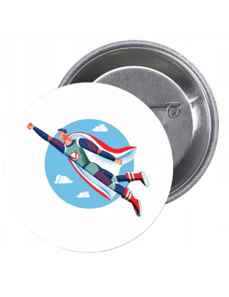 Przypinki buttony SUPER BOHATER znaczki badziki z grafiką