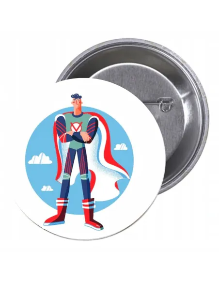 Przypinki buttony SUPER BOHATER znaczki badziki z grafiką