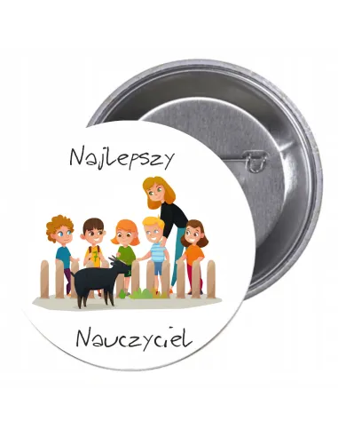 Przypinki buttony NAJLEPSZY NAUCZYCIEL znaczki badziki z grafiką