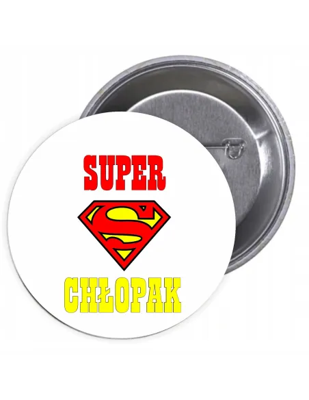 Przypinki buttony SUPER CHŁOPAK   znaczki badziki z grafiką