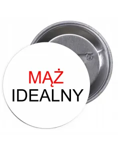 Przypinki buttony MĄŻ IDEALNY znaczki badziki z grafiką