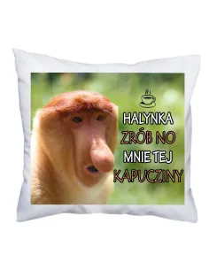 Poduszka z nadrukiem Janusz Halynka zrób no mnie tej kapucziny