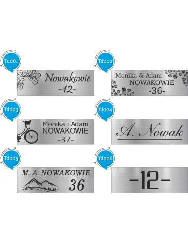 Tabliczka na drzwi numer mieszkania domu nazwisko