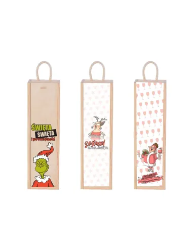 SKRZYNKA NA WINO prezent Mikołajki Święta nadruk