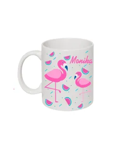 Kubek z nadrukiem flamingi z imieniem