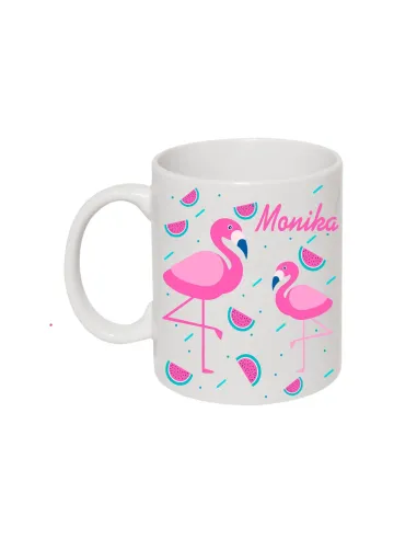 Kubek z nadrukiem flamingi z imieniem