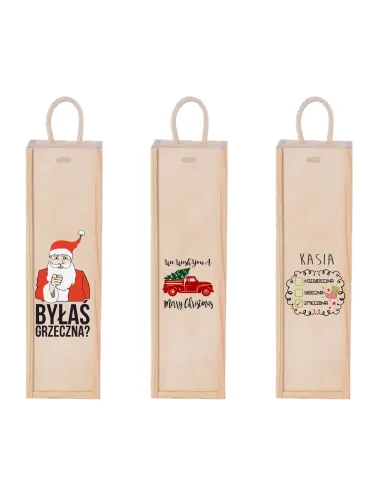 SKRZYNKA NA WINO prezent Mikołajki Święta nadruk