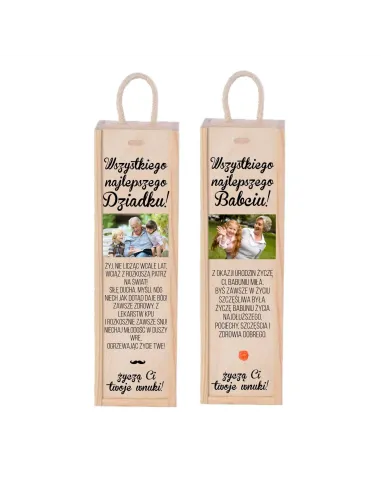 SKRZYNKA NA WINO prezent dla dziadka babci święta