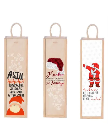 SKRZYNKA NA WINO prezent Mikołajki Święta nadruk