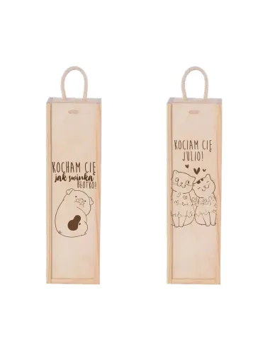 Elegancka skrzynka na wino prezent na WALENTYNKI