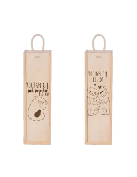 Elegancka skrzynka na wino prezent na WALENTYNKI