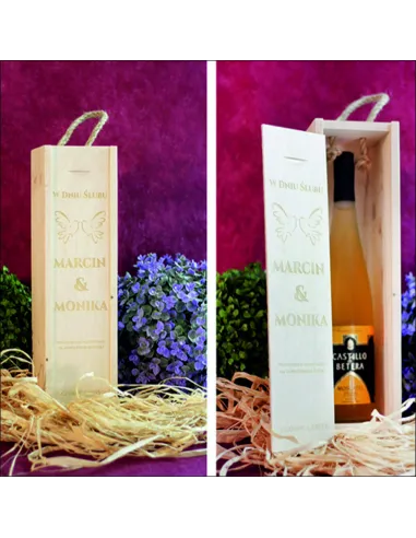 Elegancka skrzynka na wino prezent na WALENTYNKI