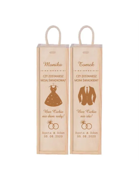 SKRZYNKA NA WINO PROŚBA O ŚWIADKOWANIE grawer