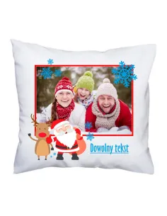 Foto Poduszka z zdjęciem nadrukiem świątecznym dowolny tekst
