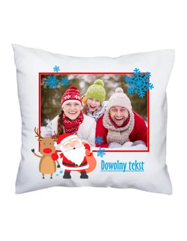 Foto Poduszka z zdjęciem nadrukiem świątecznym dowolny tekst