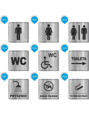 Tabliczka nierdzewna Piktogram WC TOALETA prysznic