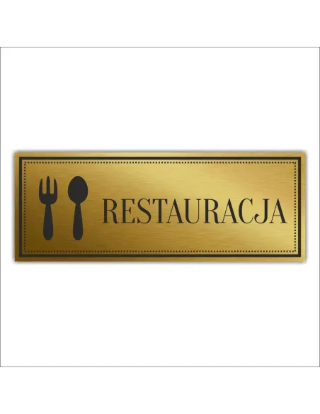 Tabliczka Złota Srebrna na drzwi RESTAURACJA piktogram nierdzewna grawer