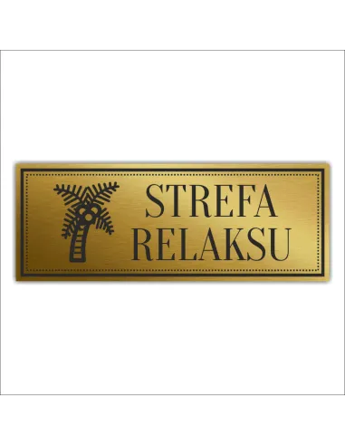 Tabliczka Złota Srebrna na drzwi STREFA RELAKSU piktogram nierdzewna grawer