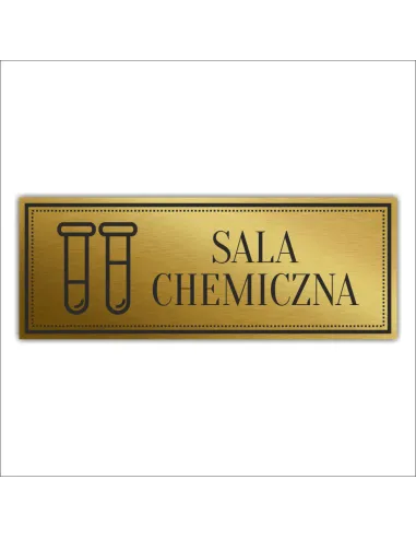 Tabliczka Złota Srebrna na drzwi SALA CHEMICZNA piktogram nierdzewna grawer
