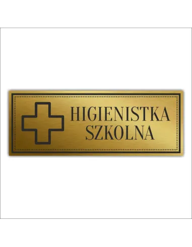 Tabliczka Złota Srebrna na drzwi HIGIENISTKA SZKOLNA piktogram nierdzewna grawer