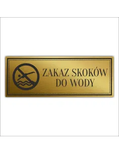 Tabliczka Złota Srebrna na drzwi ZAKAZ SKOKÓW DO WODY piktogram nierdzewna grawer