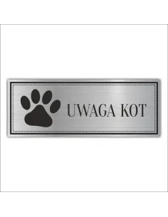 Tabliczka Grawerowana piktogram UWAGA KOT ZWIERZE