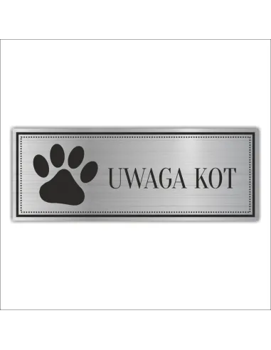 Tabliczka Grawerowana piktogram UWAGA KOT ZWIERZE